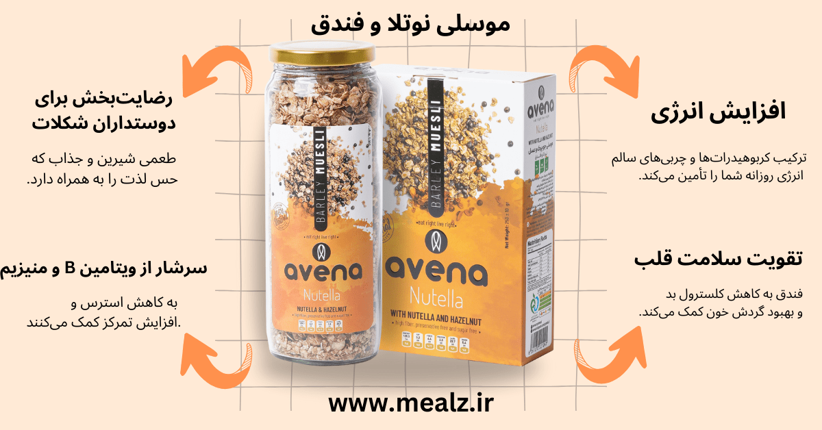 طرز تهیه ۳ مدل موسلی اسموتی با میوههای تازه 2 خرید موسلی نوتلا وفندق قیمت موسلی صبحانه رژیمی