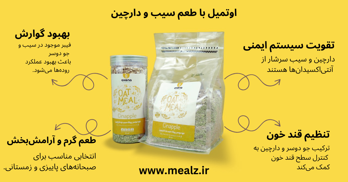 اوتمیل سیب و دارچین 2 اوتمیل سیب و دارچین خرید عمده اوتمیل در تهران جو دوسر پرک