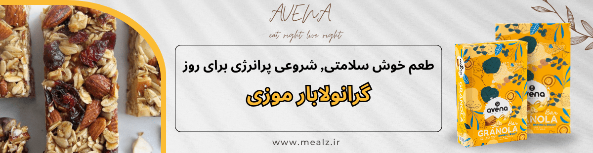 گرانولا بار چیست؟تغذیه پروتئینی و سالم برای انرژی روزانه! 4 گرانولا بار موزی آونا گرانولابار پروتئینی بدنسازان